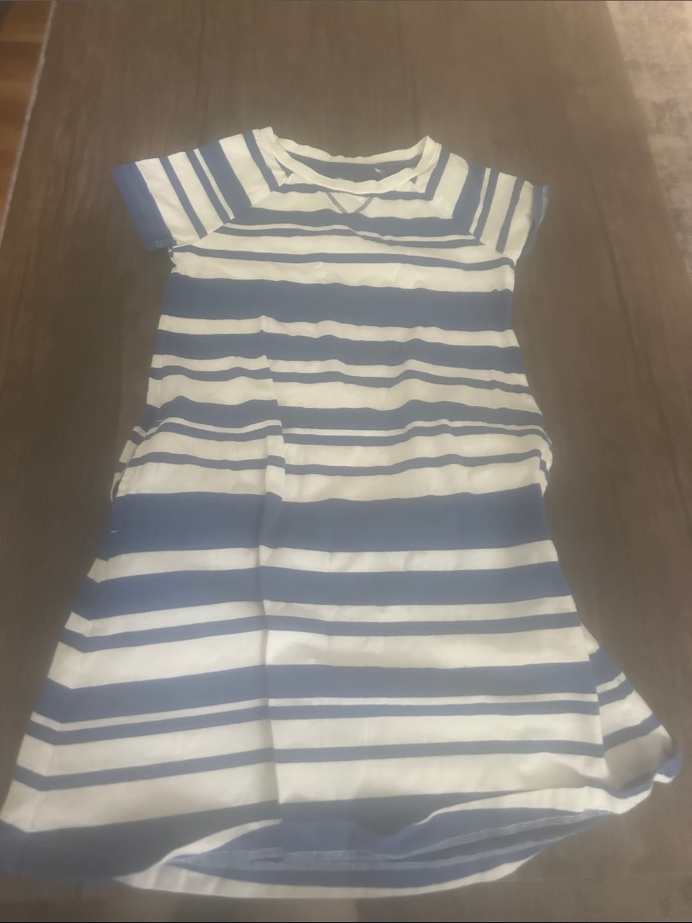 Lands' End Navy and White Striped Girls' Casual Dress